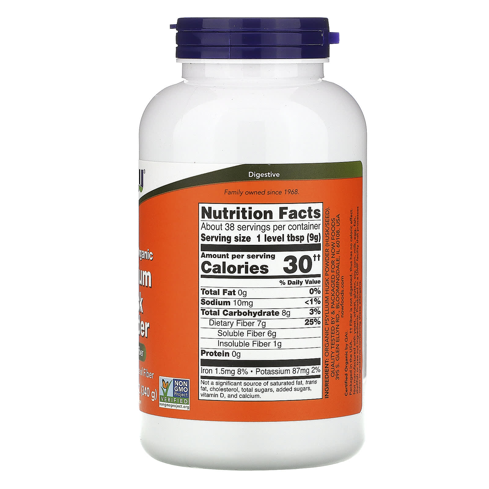 NOW Foods, Certified Organic, Psyllium Husk Powder, 12 oz (340 g)