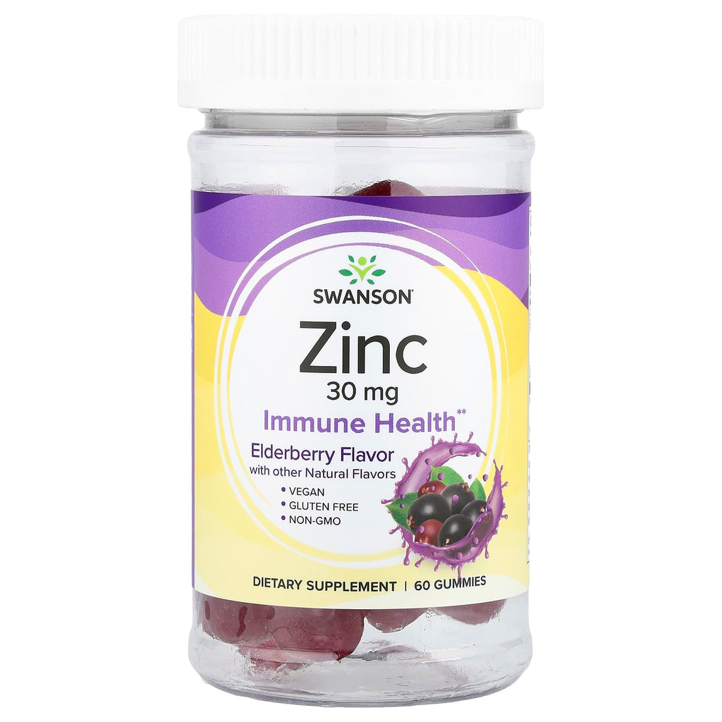 Swanson, Zinc Gummies, Elderberry , 60 Gummies (15 mg per Gummy)