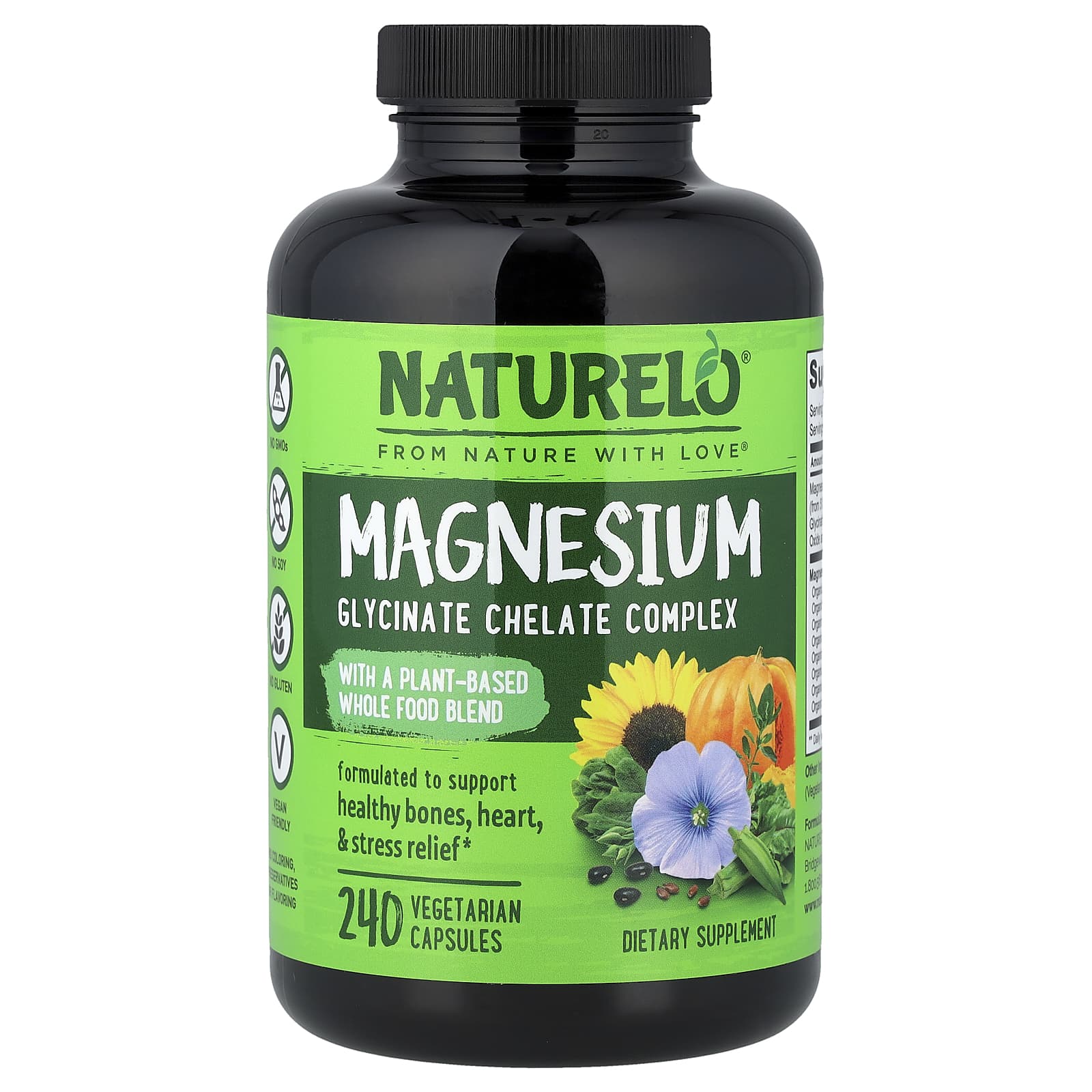 NATURELO, Magnesium Glycinate Chelate Complex, 240 Vegetarian Capsules