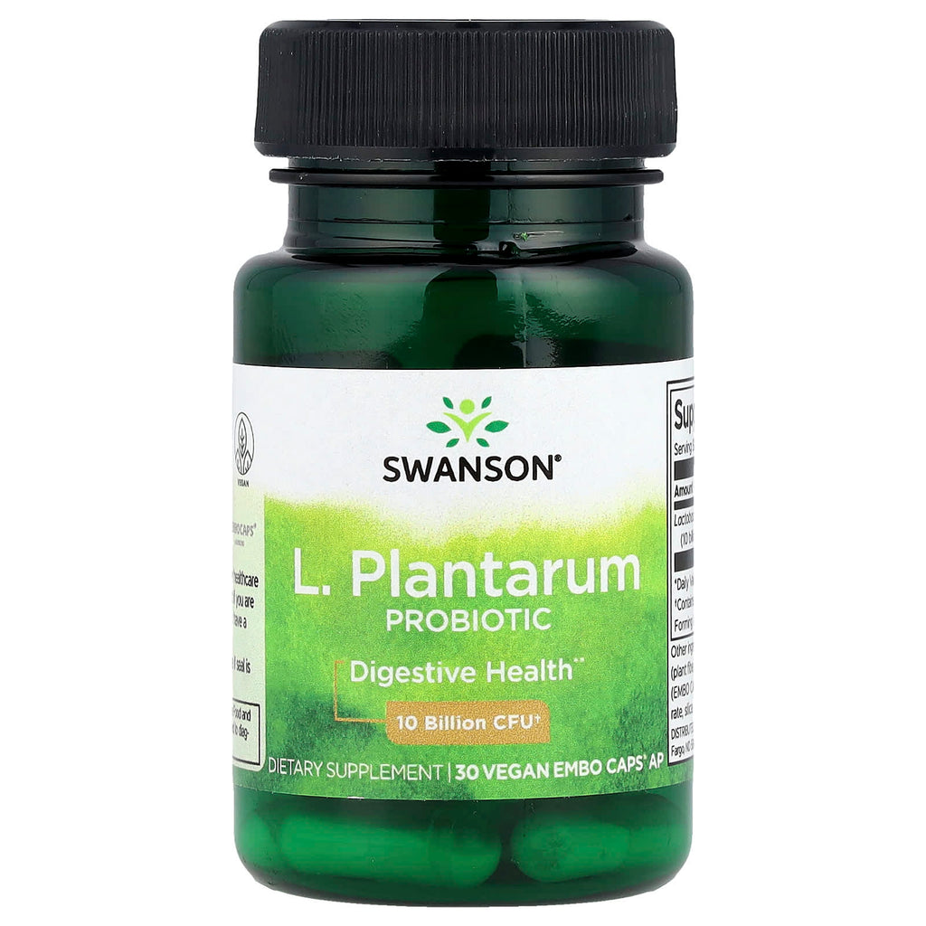 Swanson, L. Plantarum Probiotic, 10 Billion CFU, 30 Vegan EMBO Caps AP