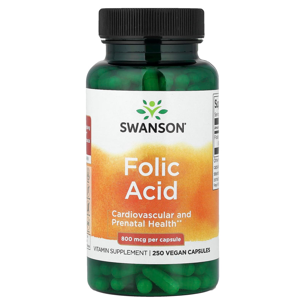 Swanson, Folic Acid, 800 mcg, 250 Vegan Capsules
