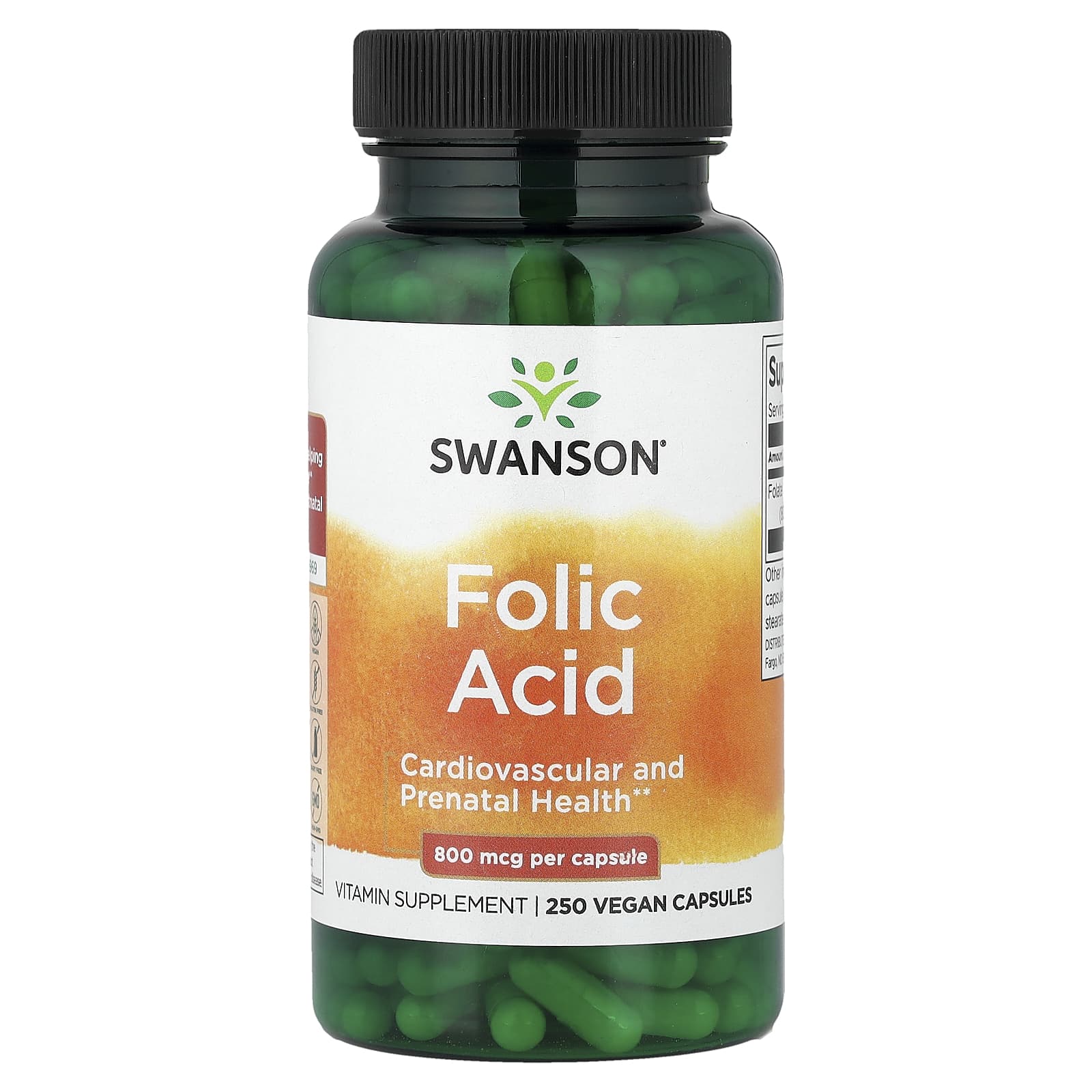 Swanson, Folic Acid, 800 mcg, 250 Vegan Capsules
