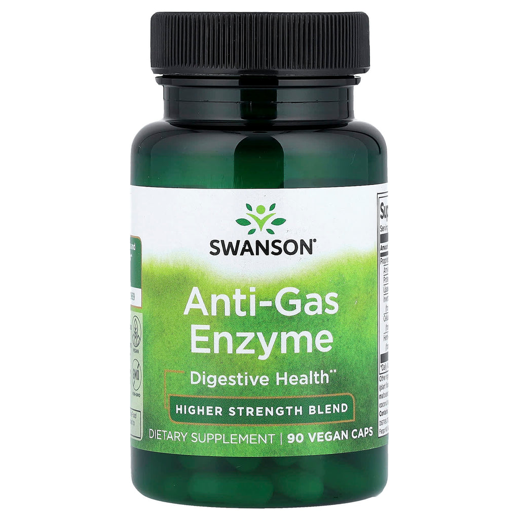 Swanson, Anti-Gas Enzyme, High Strength Blend, 90 Vegan Caps