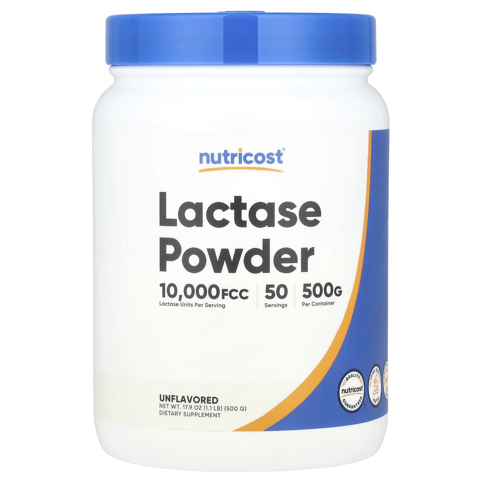 Nutricost, Lactase Powder, Unflavored, 1.1 lb (500 g)