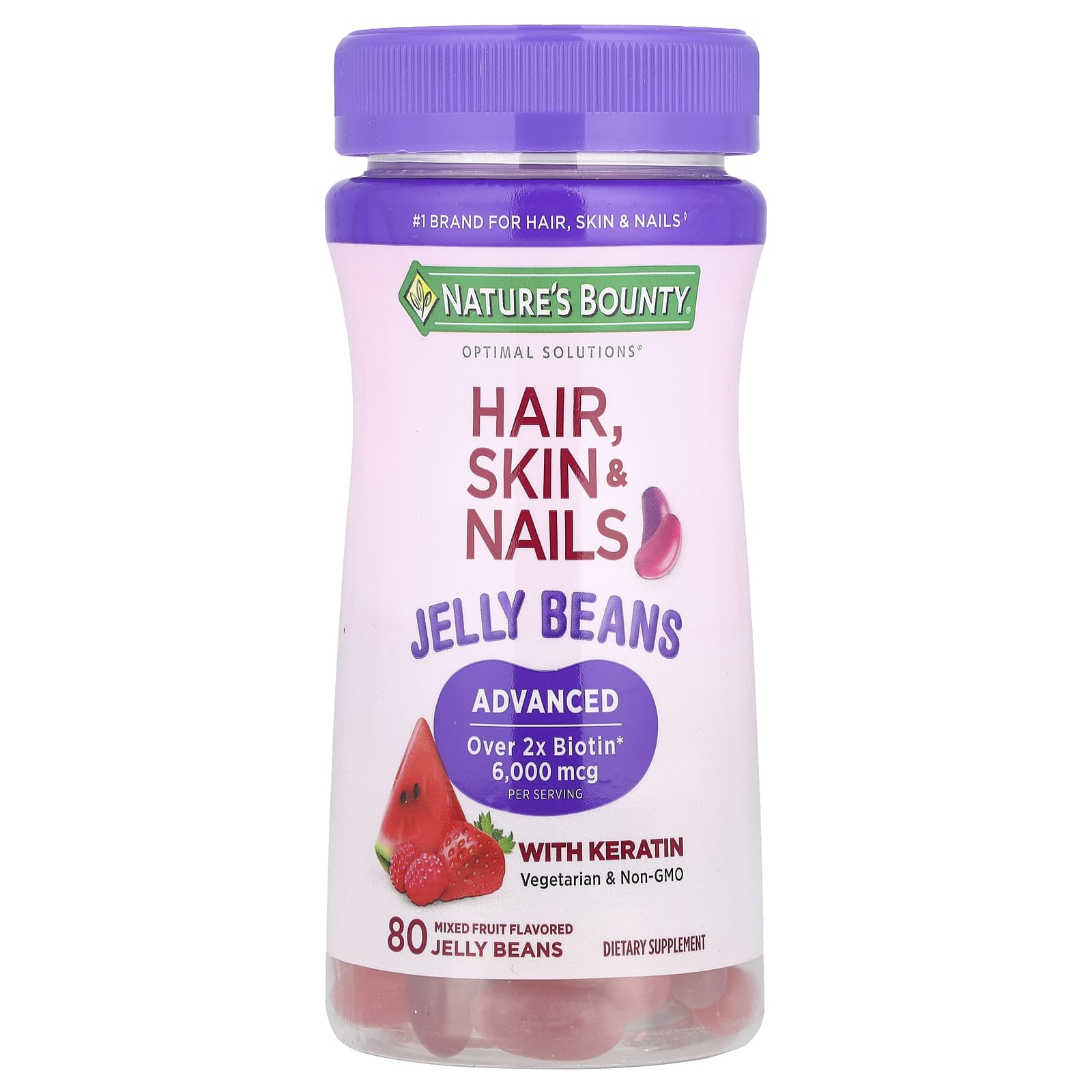 Nature's Bounty, Optimal Solutions®, Hair, Skin & Nails, Mixed Fruit, 80 Jelly Beans