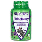 VitaFusion, Gummy Vitamins, Elderberry with Vitamins C & D, Natural Berry, 90 Gummies