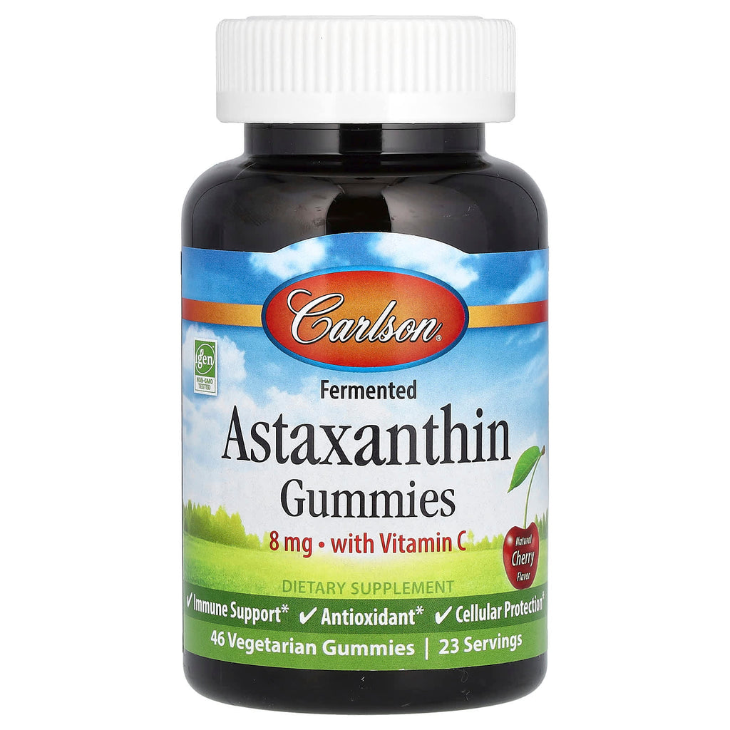 Carlson, Fermented Astaxanthin Gummies With Vitamin C, Natural Cherry, 46 Vegetarian Gummies
