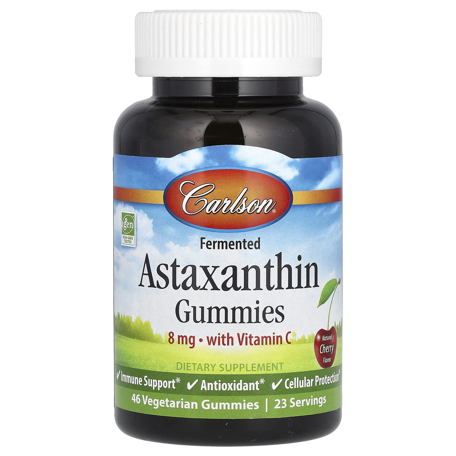 Carlson, Fermented Astaxanthin Gummies With Vitamin C, Natural Cherry, 46 Vegetarian Gummies