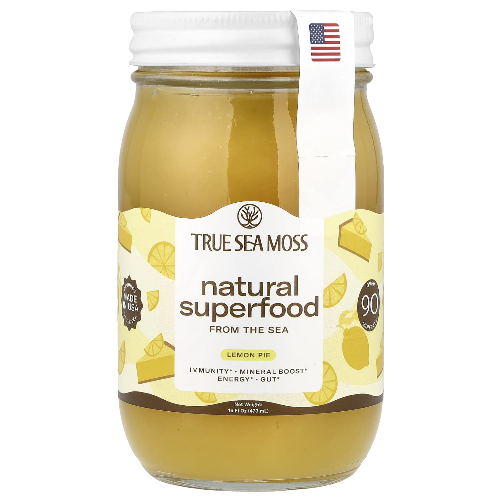 True Sea Moss, Natural Superfood From The Sea, Lemon Pie, 16 fl oz (473 ml)
