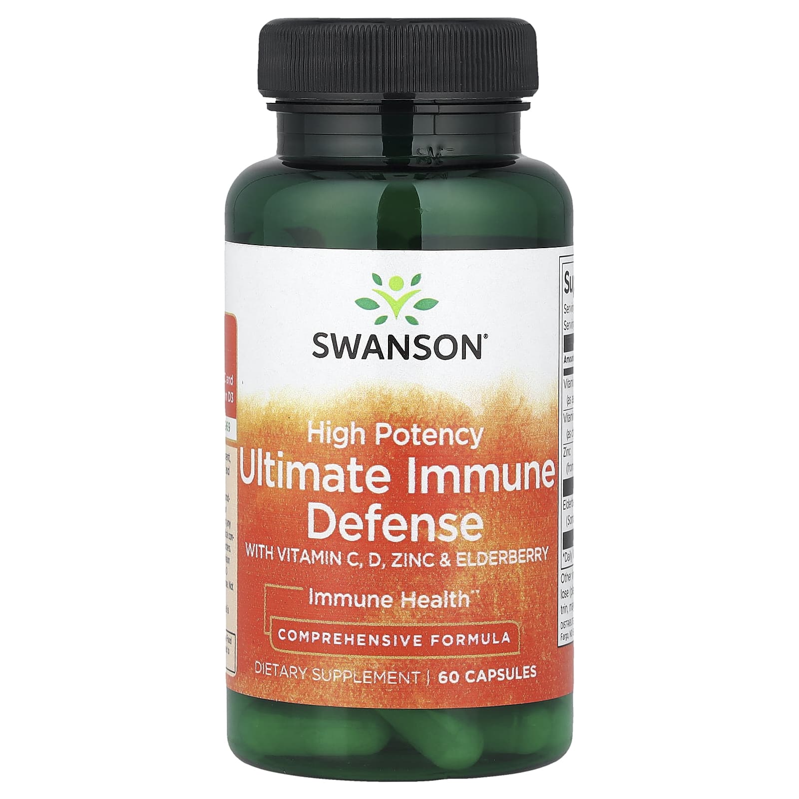 Swanson, High Potency Ultimate Immune Defense with Vitamin C, D, Zinc & Elderberry, 60 Capsules