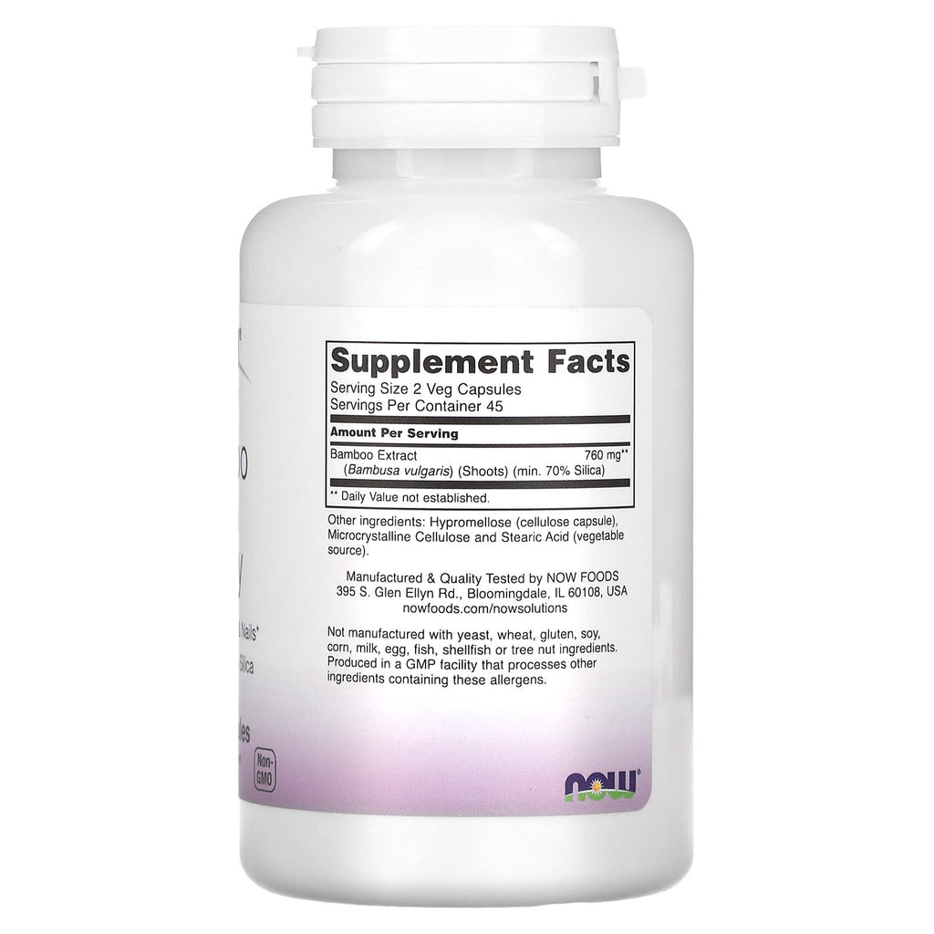 NOW Foods, Solutions, Bamboo Silica Beauty, 90 Veg Capsules (380 mg per Capsule)