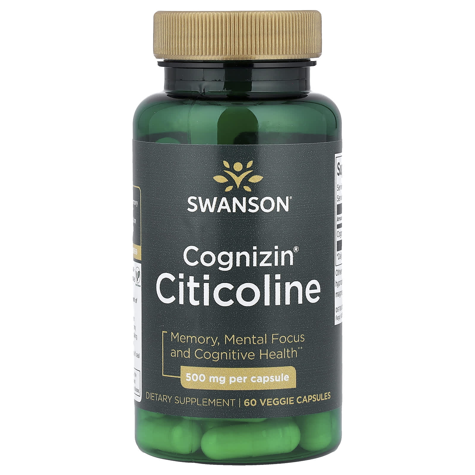 Swanson, Cognizin® Citicoline, 60 Veggie Capsules (500 mg per Capsule)