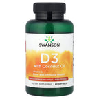 Swanson, Vitamin D3 with Coconut Oil, High Potency, 50 mcg (2,000 IU), 60 Softgels