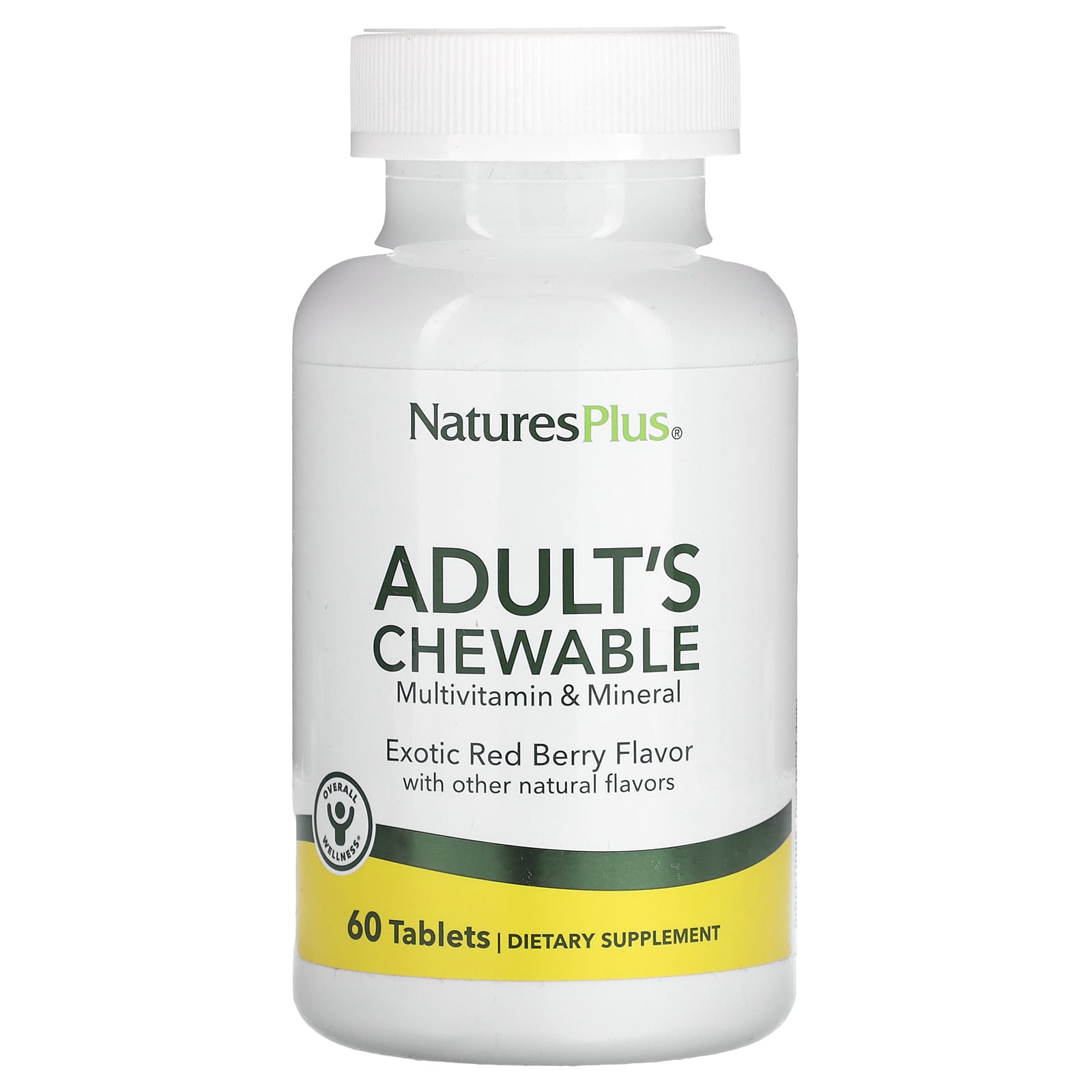 NaturesPlus, Adult's Chewable Multivitamin & Mineral, Exotic Red Berry , 60 Tablets