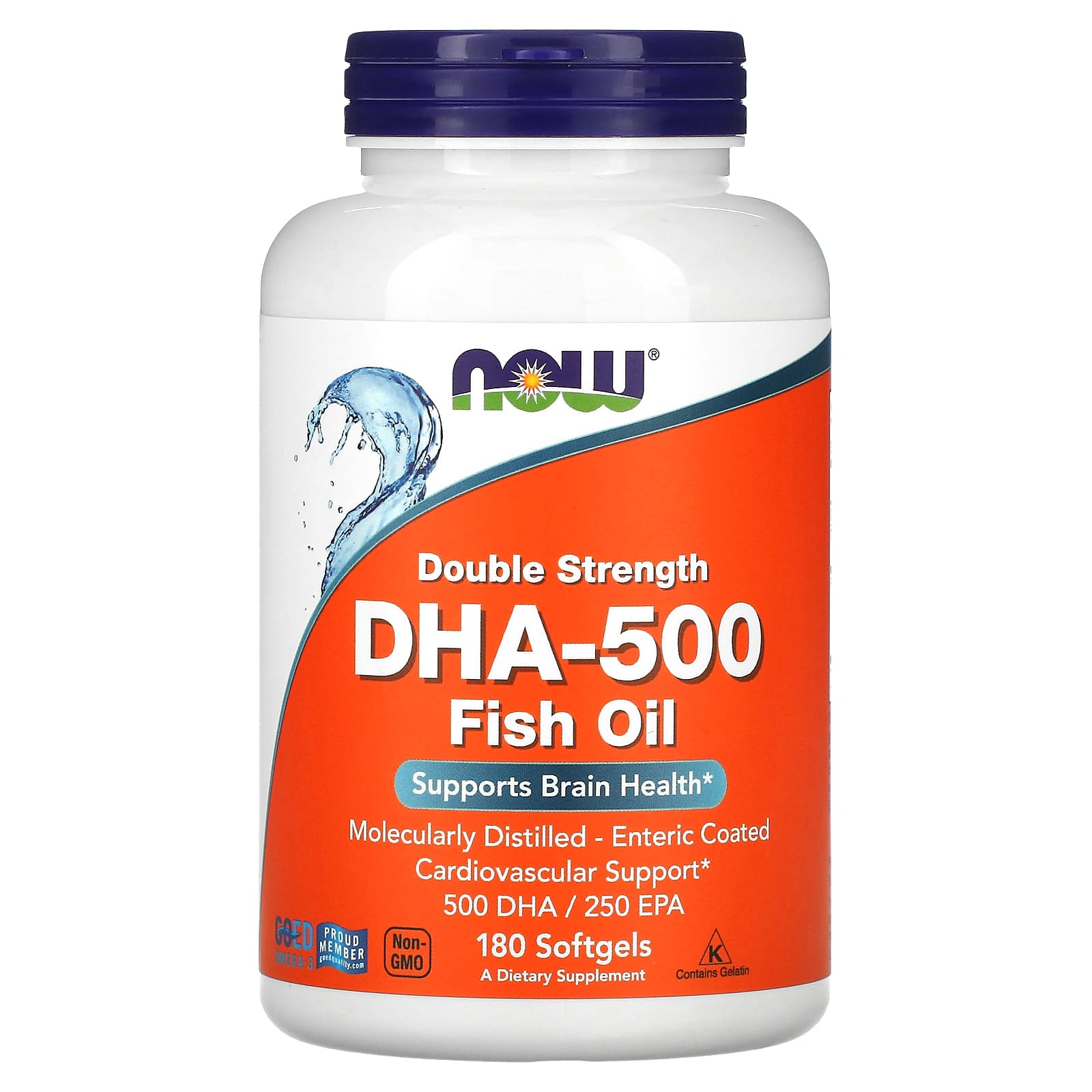 NOW Foods, DHA-500 Fish Oil, 180 Softgels