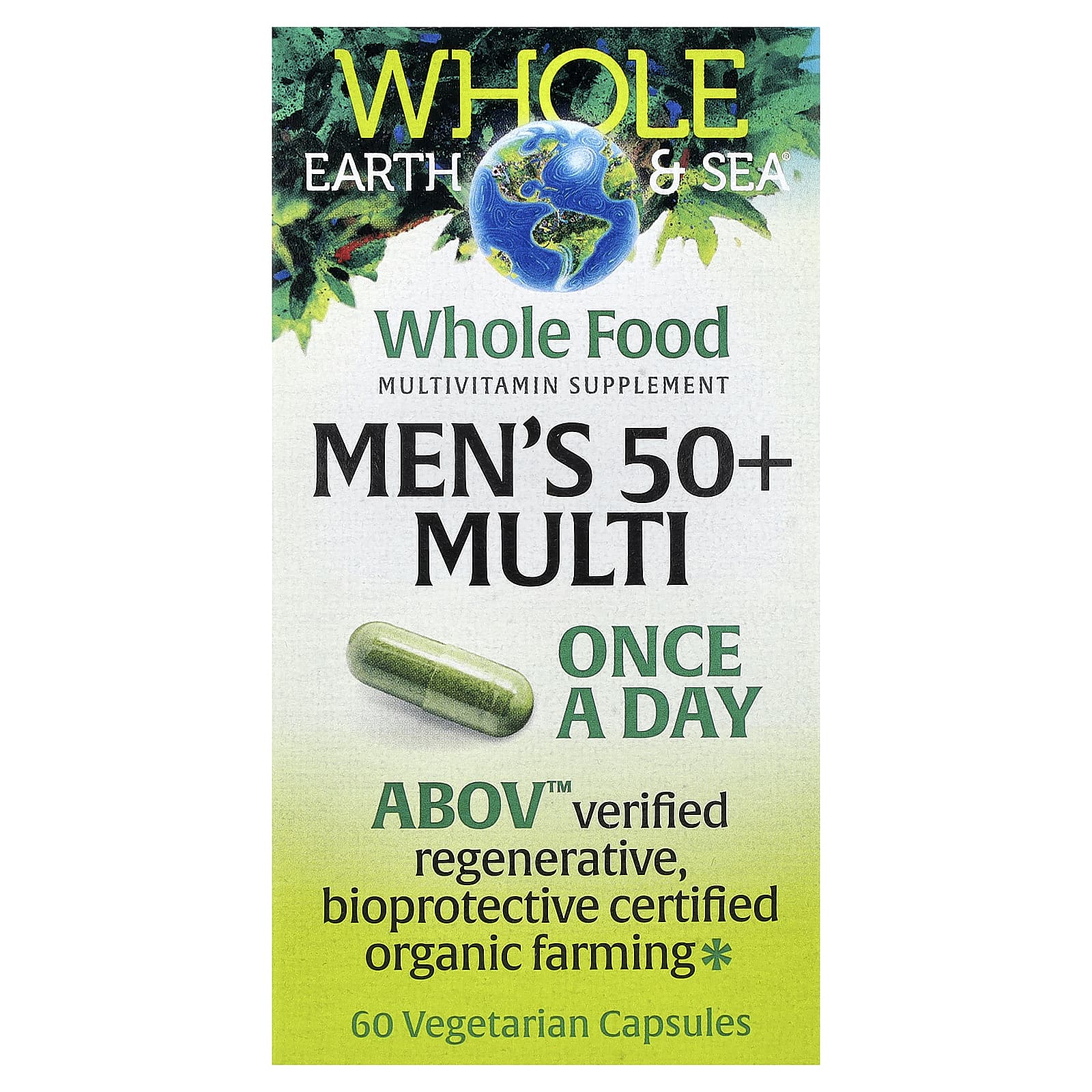 Natural Factors, Whole Earth & Sea®, Men's 50+ Multi, 60 Vegetarian Capsules