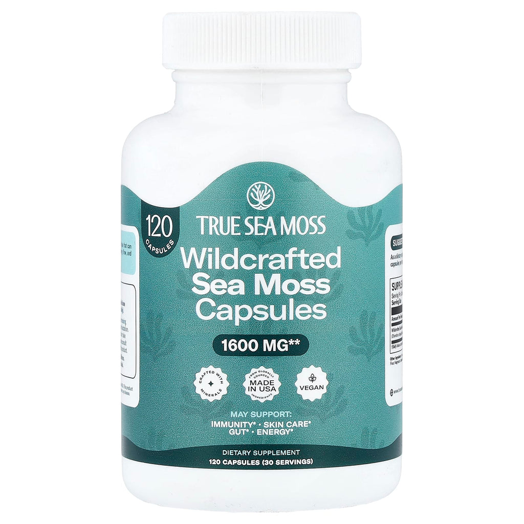 True Sea Moss, Wildcrafted Sea Moss, 120 Capsules (400 mg per Capsule)