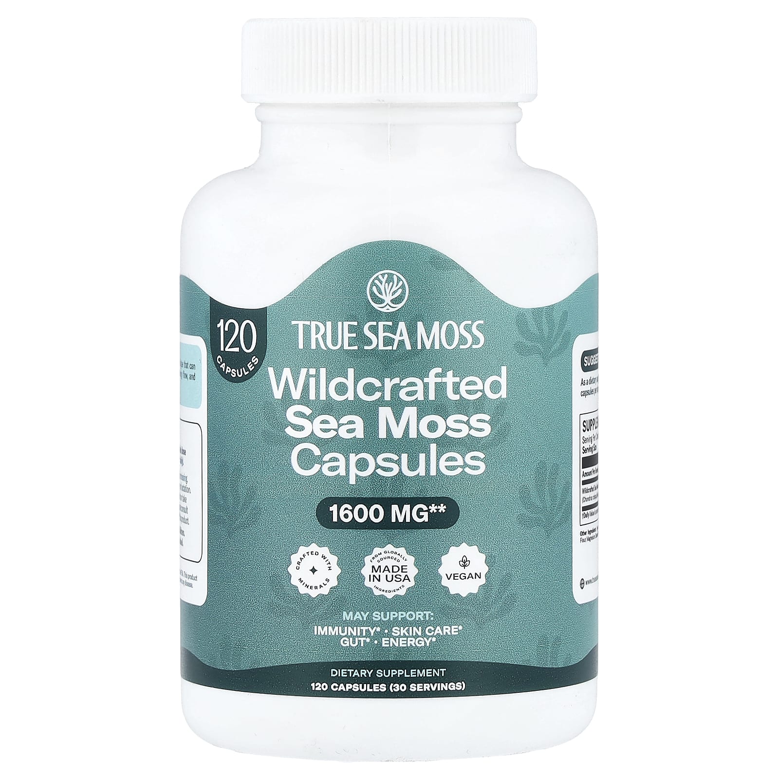 True Sea Moss, Wildcrafted Sea Moss, 120 Capsules (400 mg per Capsule)