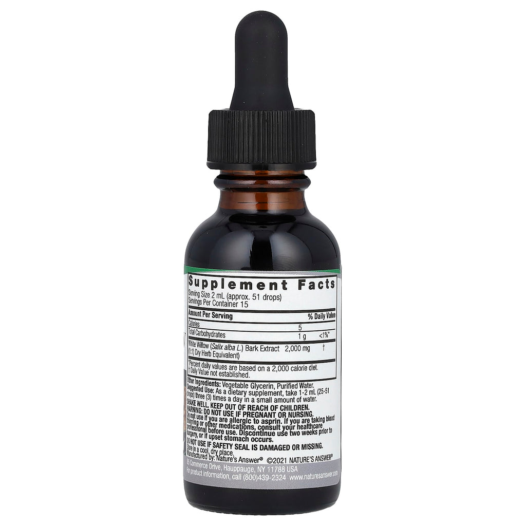 Nature's Answer, White Willow Extract, Alcohol-Free, 2,000 mg, 1 fl oz (30 ml)