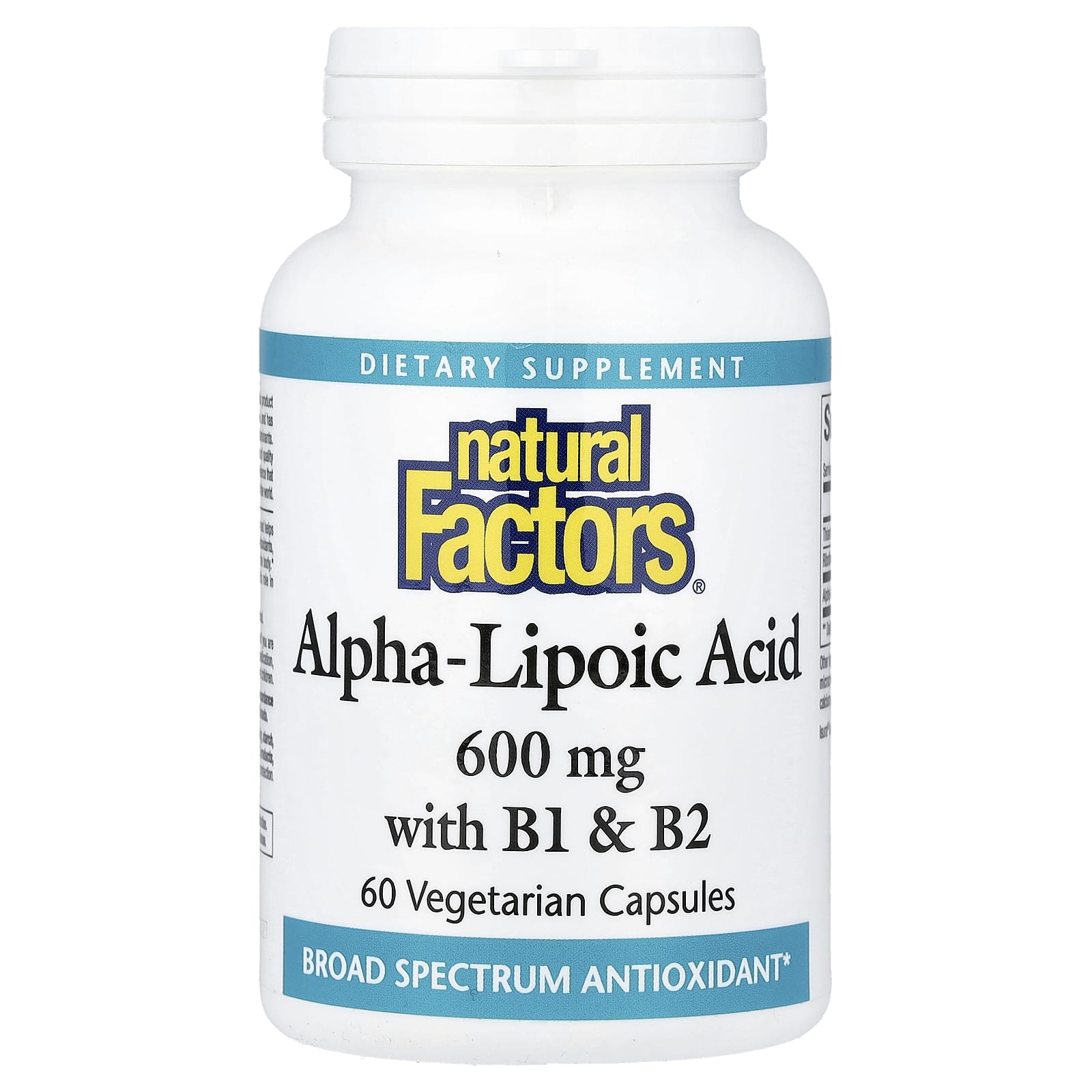 Natural Factors, Alpha-Lipoic Acid with B1 & B2, 60 Vegetarian Capsules