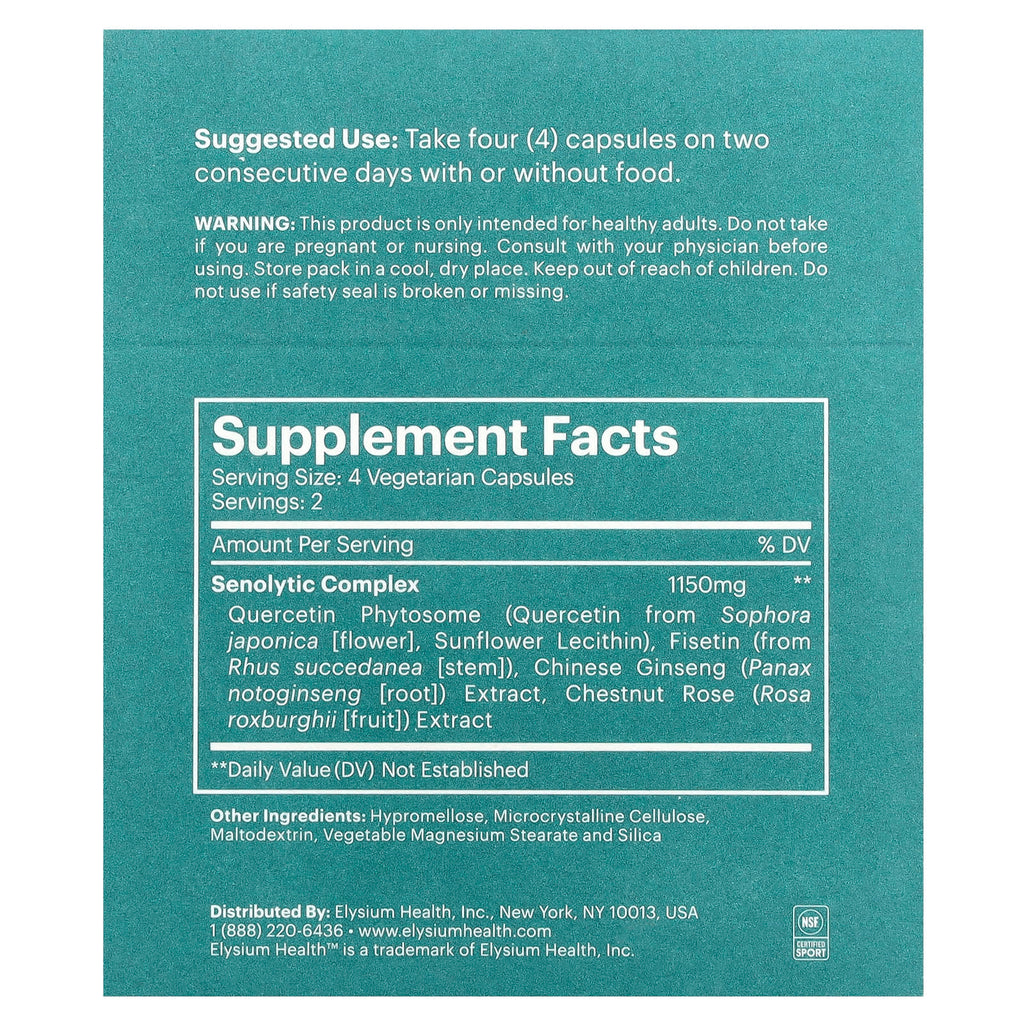 Elysium, Senolytic Complex, 8 Capsules