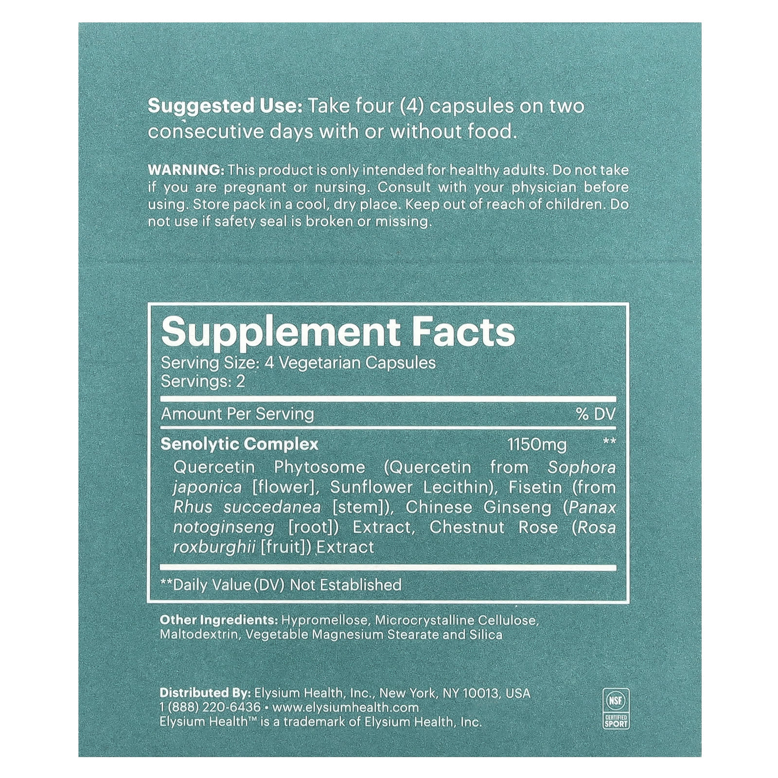 Elysium, Senolytic Complex, 8 Capsules