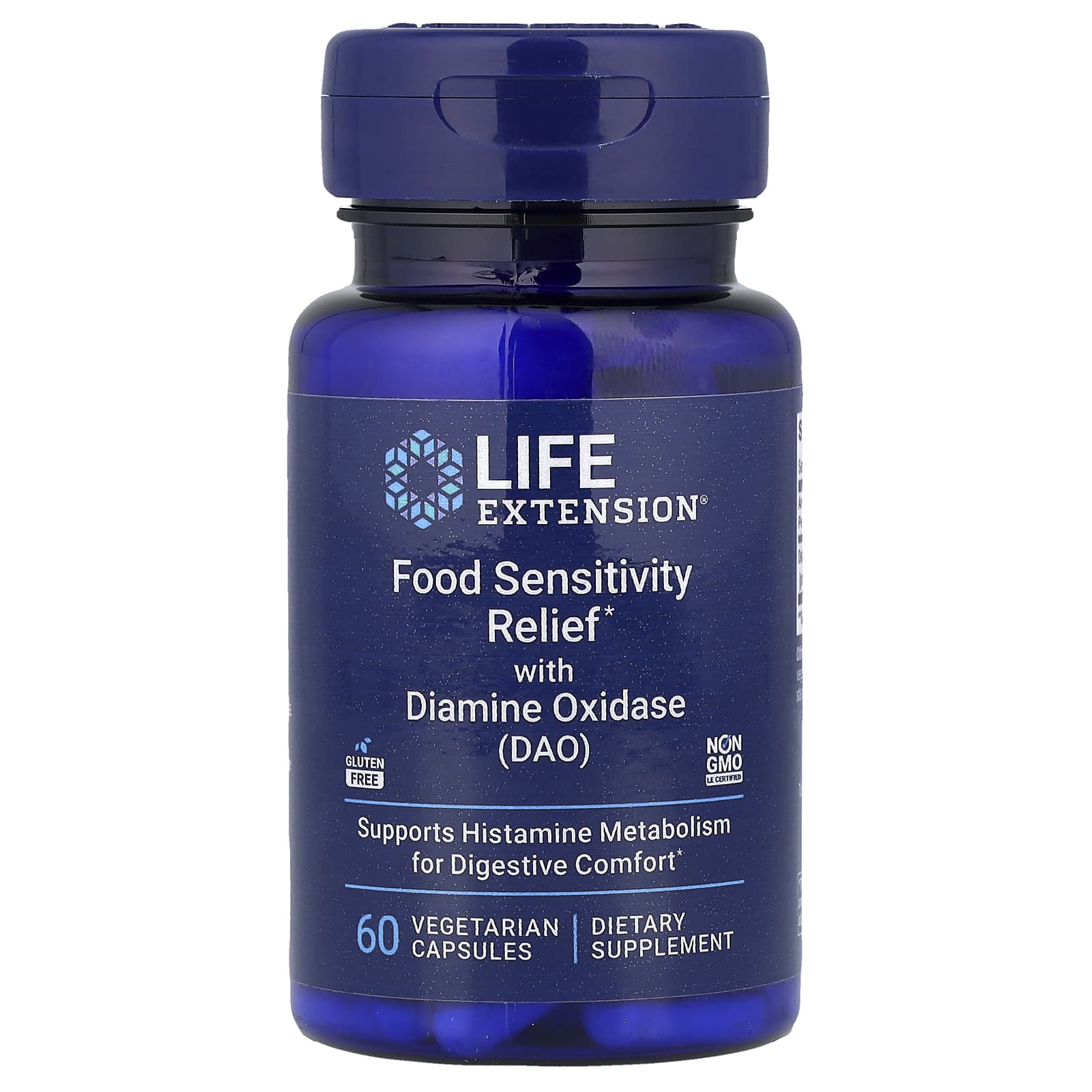 Life Extension, Food Sensitivity Relief with Diamine Oxidase (DAO), 60 Vegetarian Capsules (4.3 mg per Capsule)
