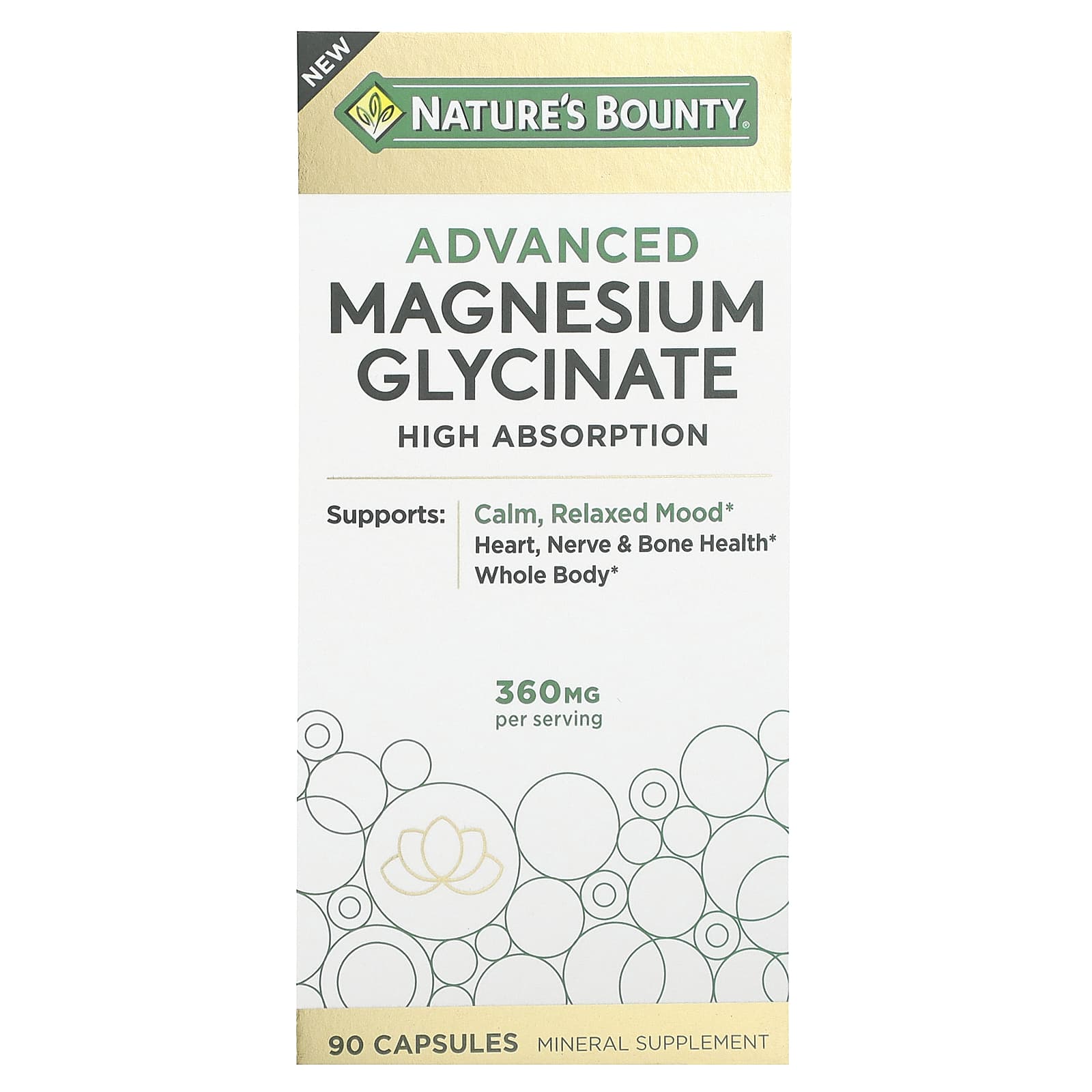 Nature's Bounty, Advanced Magnesium Glycinate, High Absorption, 90 Capsules (120 mg per Capsule)