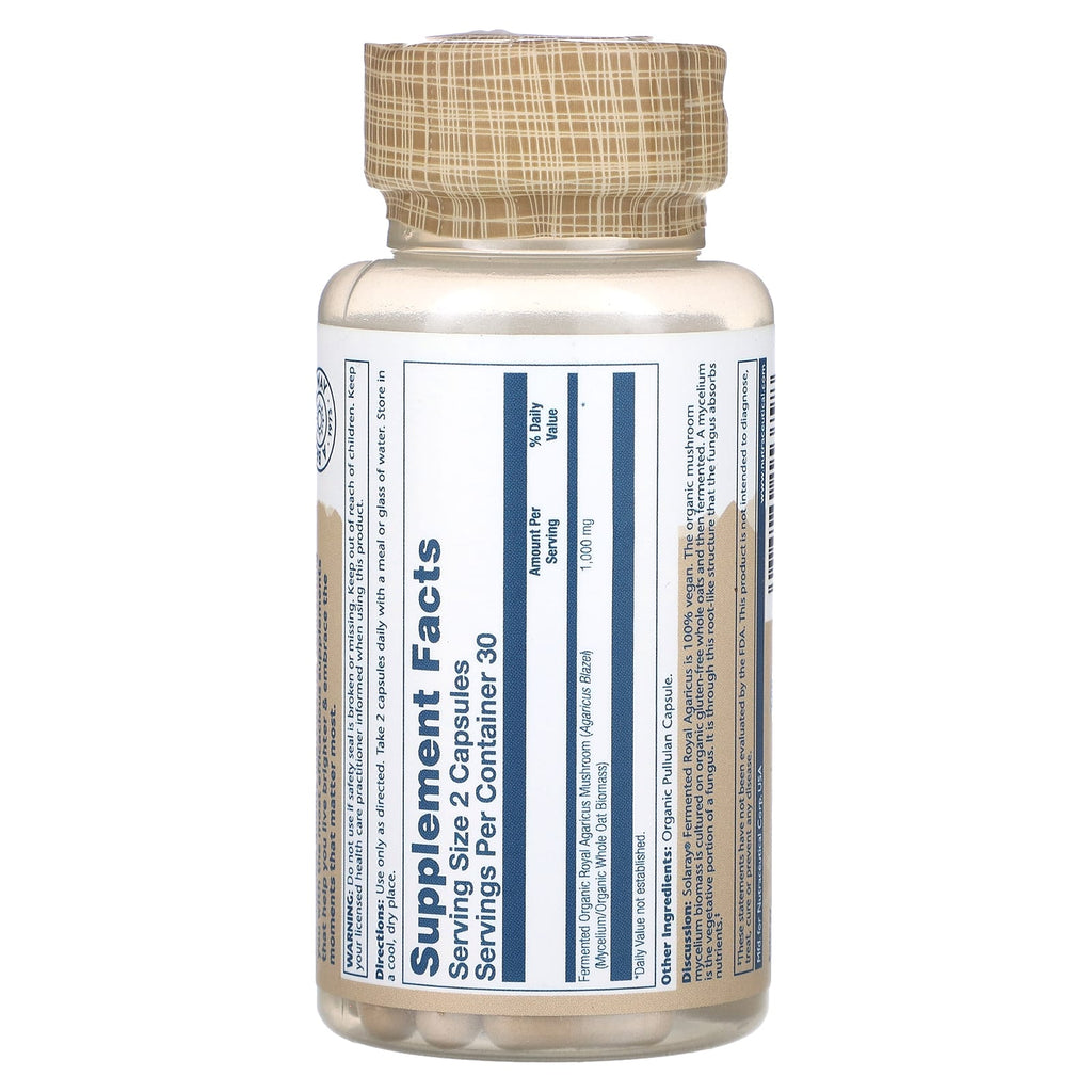 Solaray, Fermented Royal Agaricus, Mushrooms, 60 Organic Capsules (500 mg per Capsule)