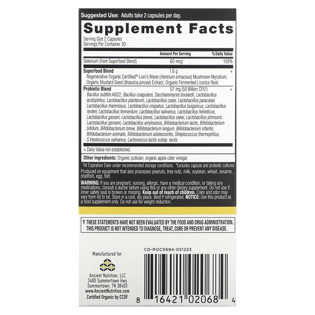 Ancient Nutrition, Gut Recovery Probiotics, 25 Billion CFU, 60 Capsules