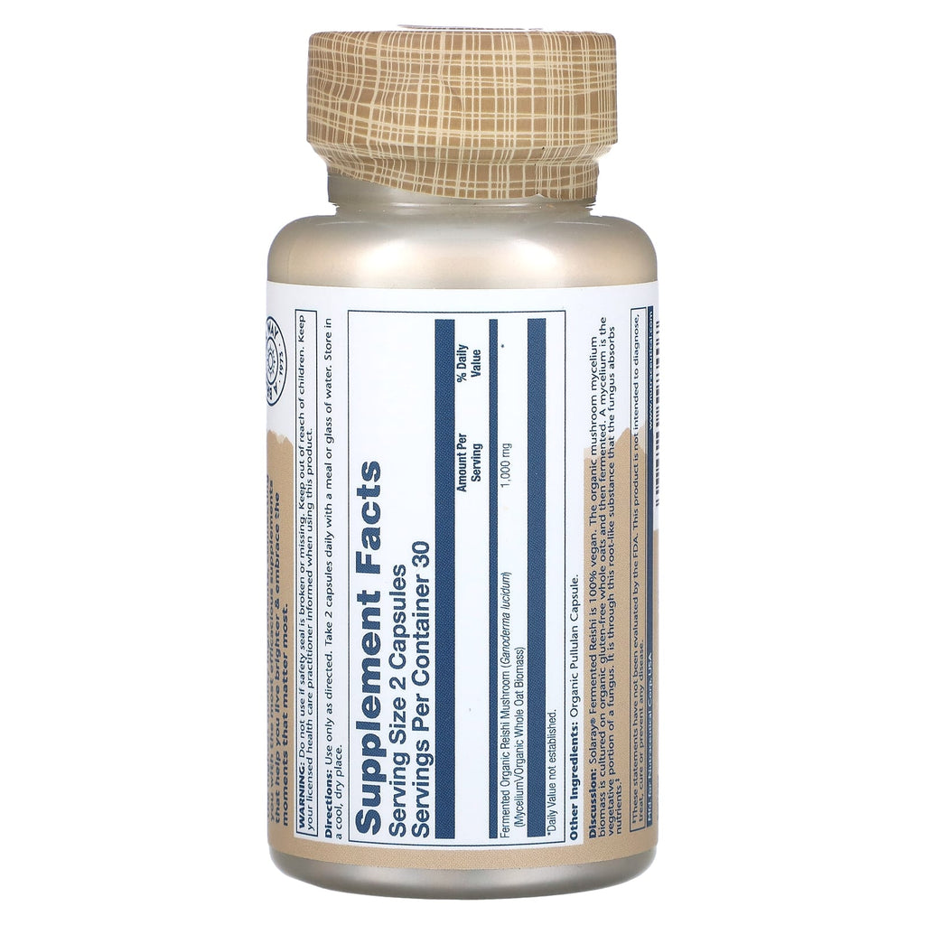 Solaray, Fermented Reishi Mushroom, 60 Organic Capsules (500 mg per Capsule)