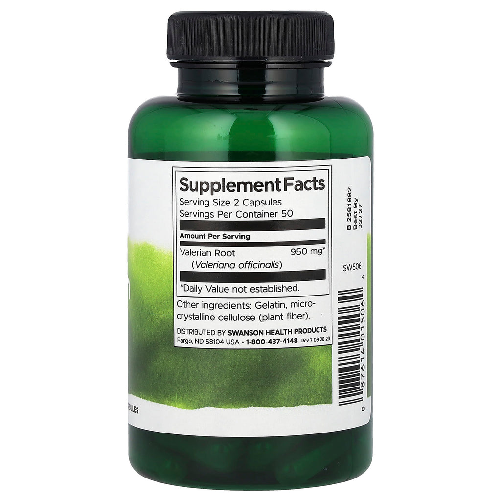 Swanson, Valerian Root, 475 mg, 100 Capsules