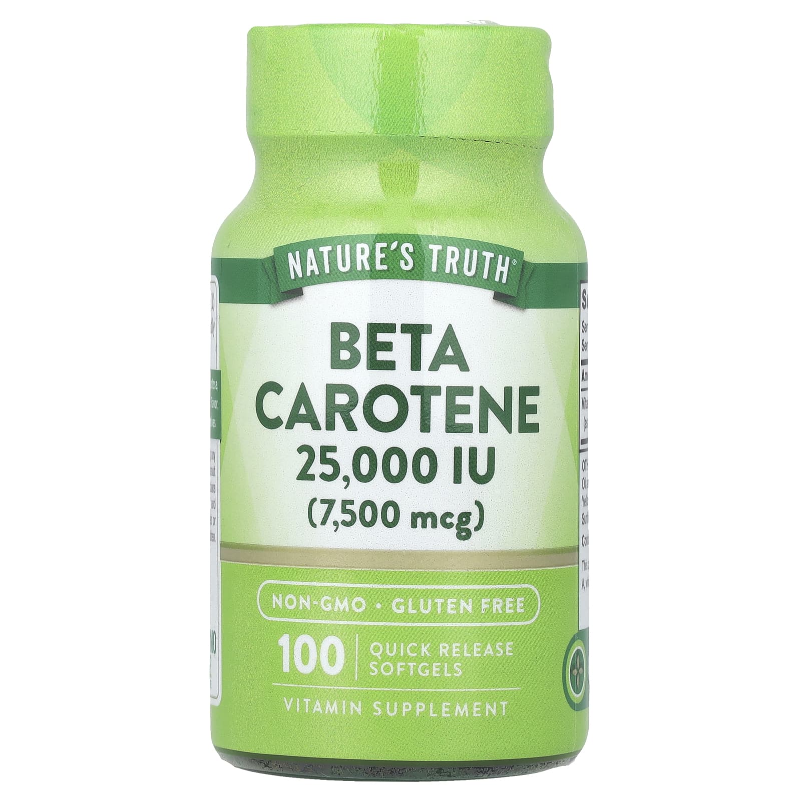 Nature's Truth, Beta Carotene, 7,500 mcg (25,000 IU), 100 Quick Release Softgels