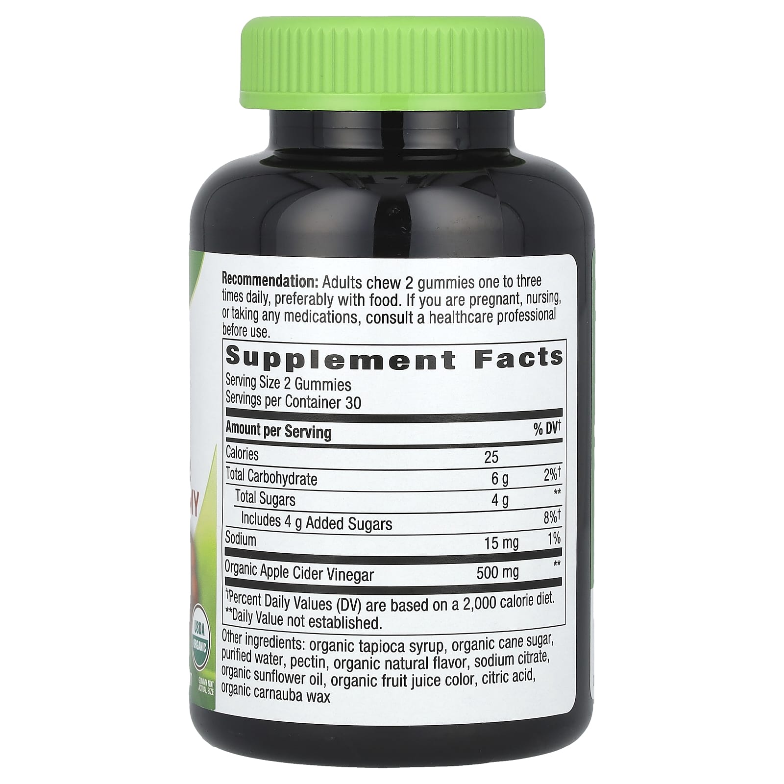 Nature's Way, Organic Apple Cider Vinegar Gummies, Apple, 60 Gummies (250 mg per Gummy)
