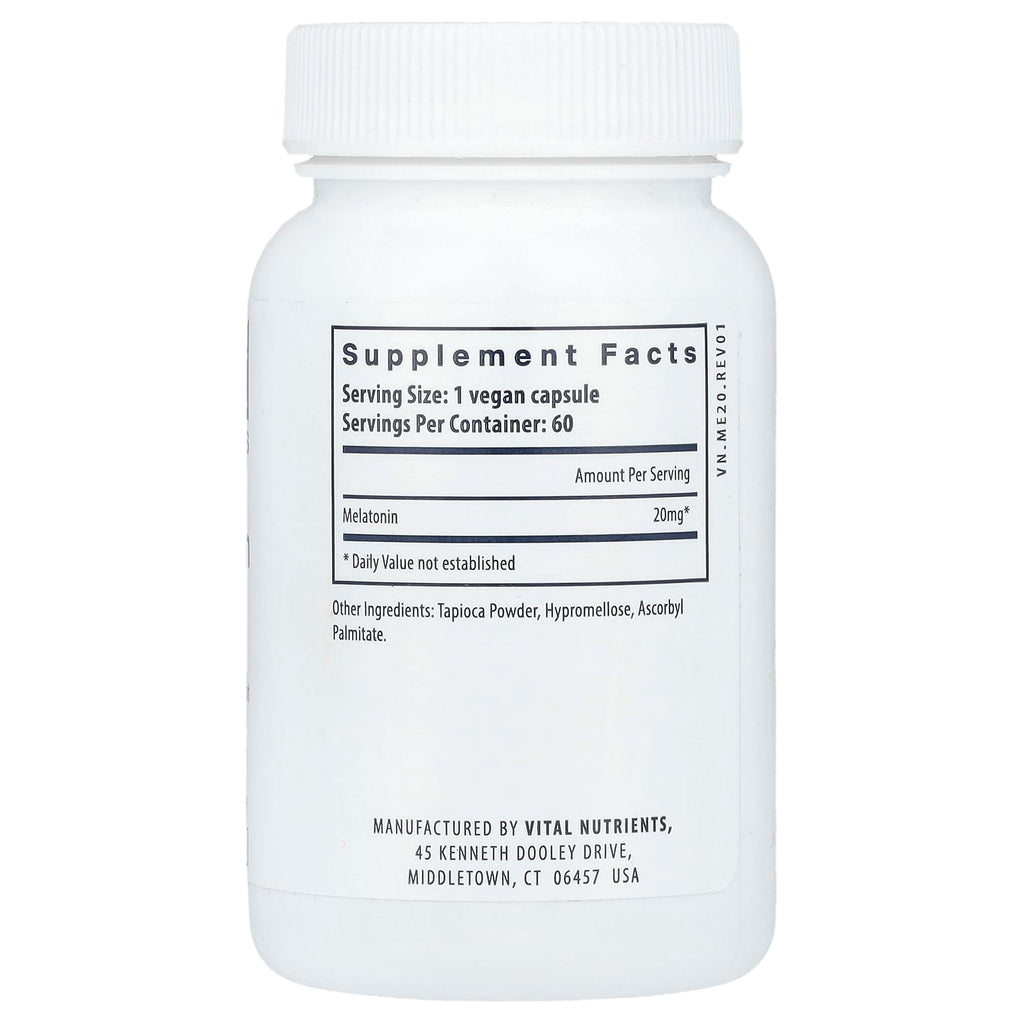 Vital Nutrients, Melatonin, 20 mg, 60 Vegan Capsules
