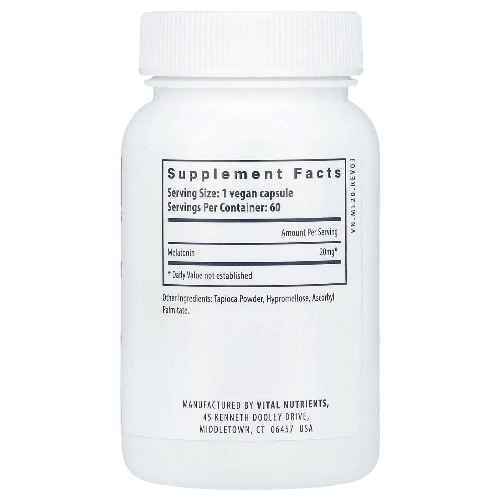 Vital Nutrients, Melatonin, 20 mg, 60 Vegan Capsules