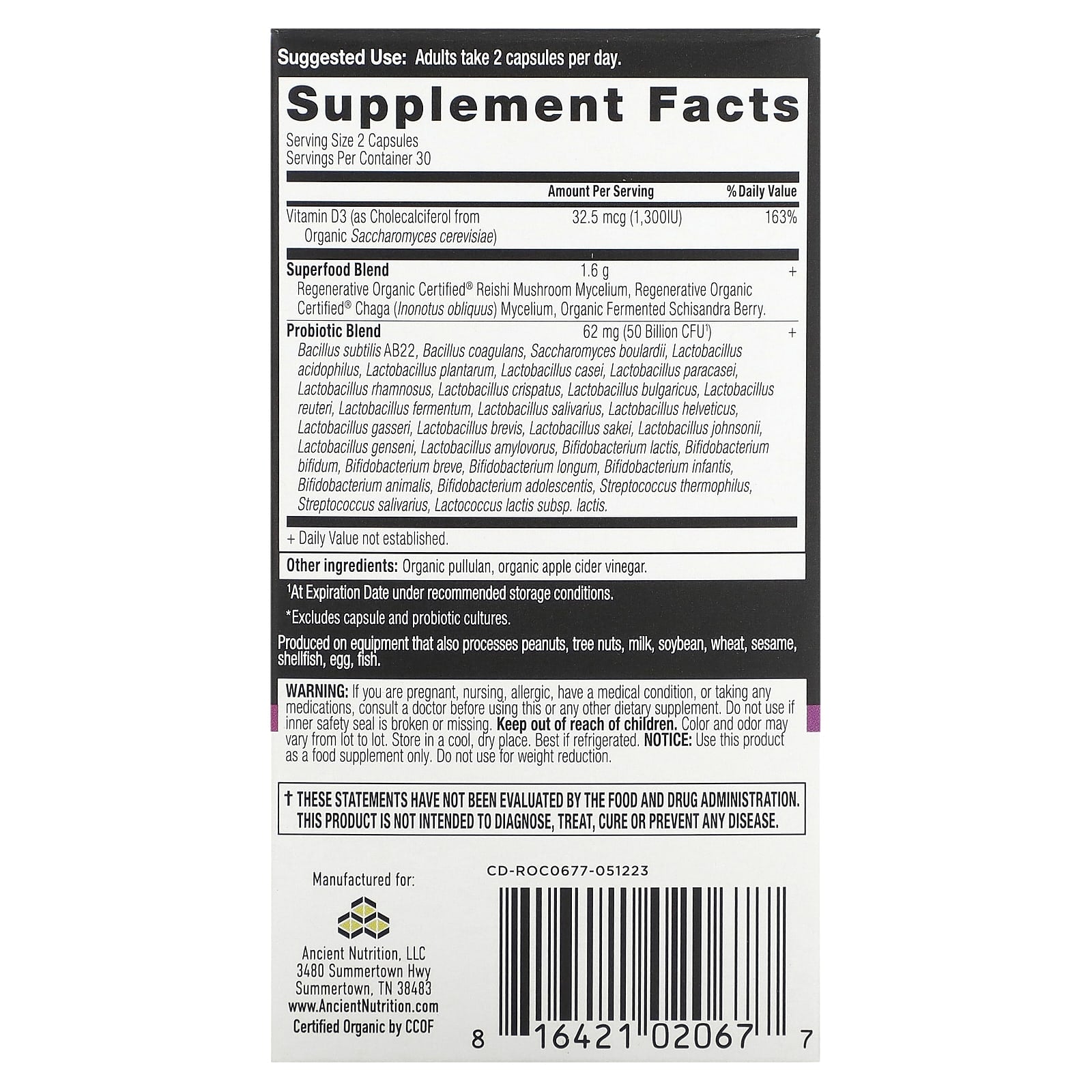 Ancient Nutrition, Women's Probiotics, 60 Capsules