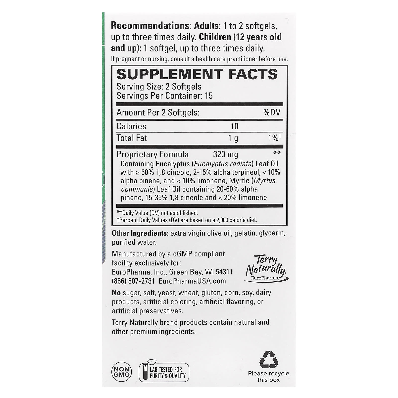 Terry Naturally, SinuCare™ with Eucalyptus, 30 Softgels