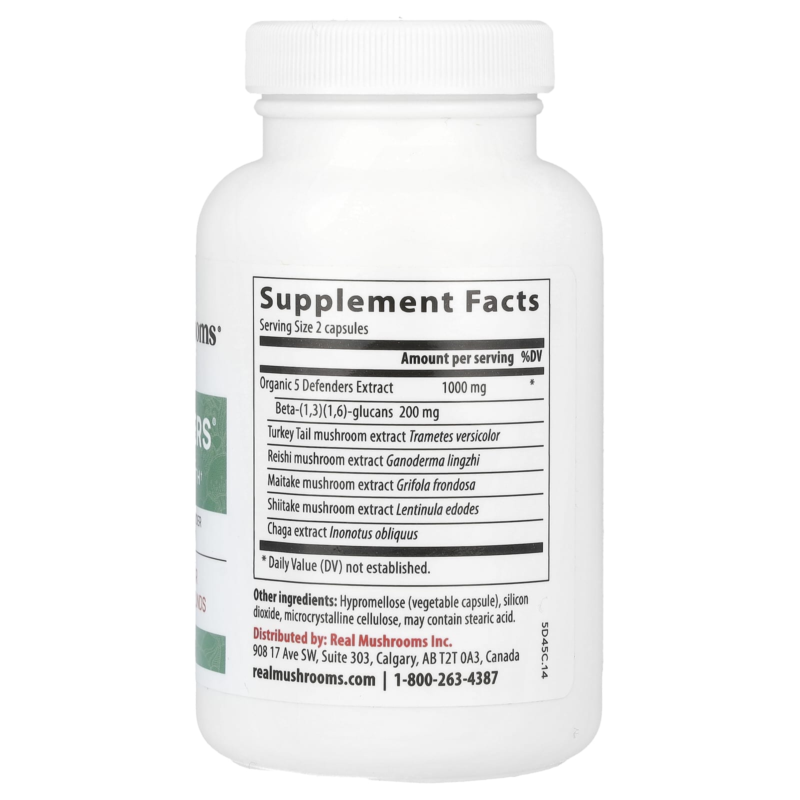 Real Mushrooms, 5 Defenders®, Mushroom Extract Powder, 90 Capsules