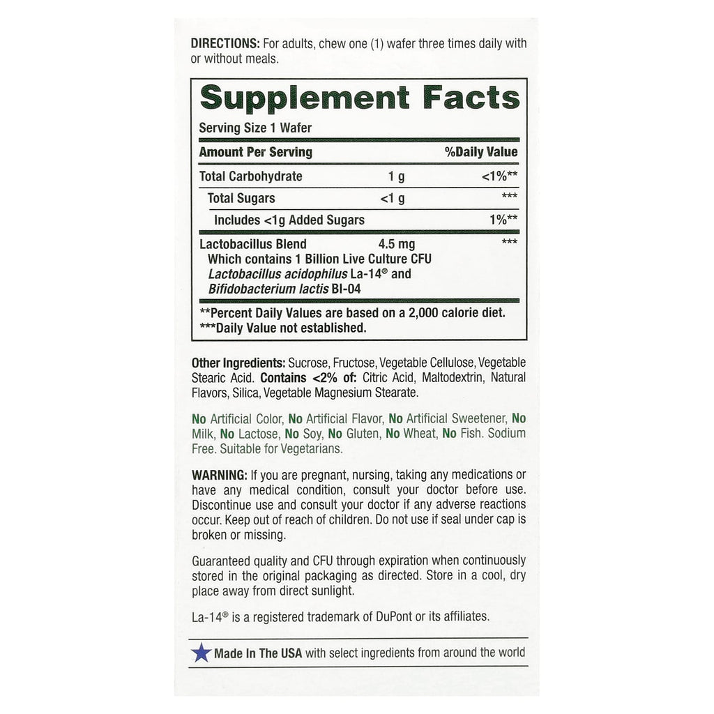 Nature's Bounty, Chewable Probiotic Acidophilus, Strawberry, 1 Billion, 60 Chewable Wafers