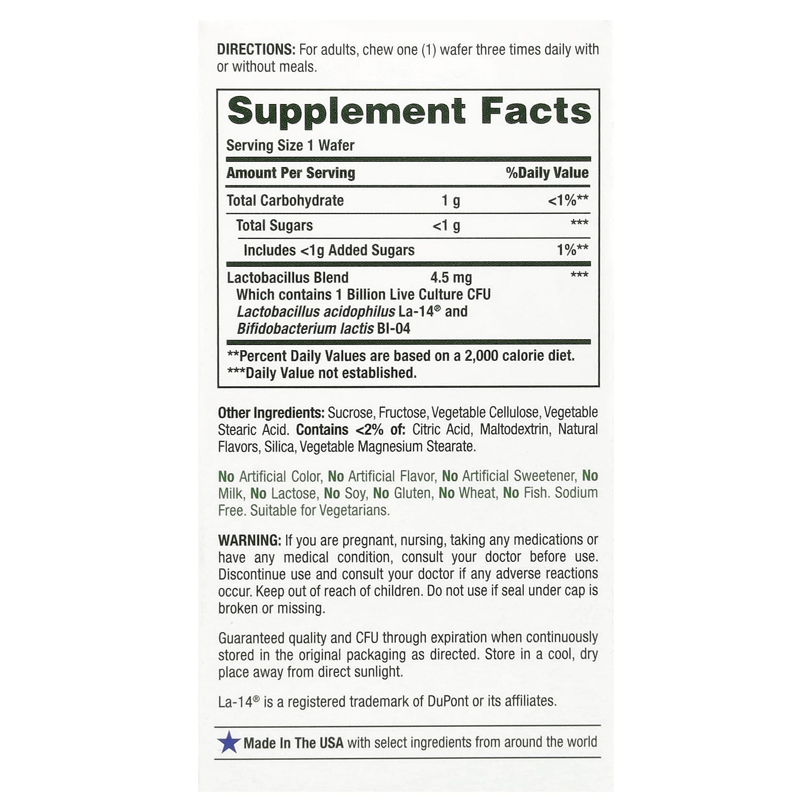 Nature's Bounty, Chewable Probiotic Acidophilus, Strawberry, 1 Billion, 60 Chewable Wafers