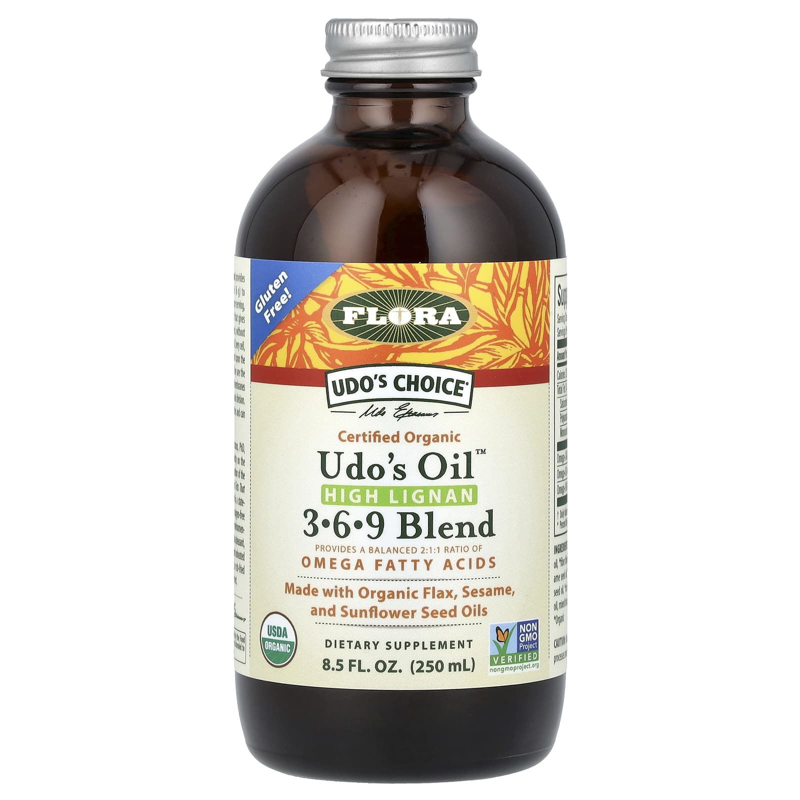 Flora, Udo's Choice, Organic Udo's Oil 3-6-9 Blend, High Lignan, 8.5 fl oz (250 ml)