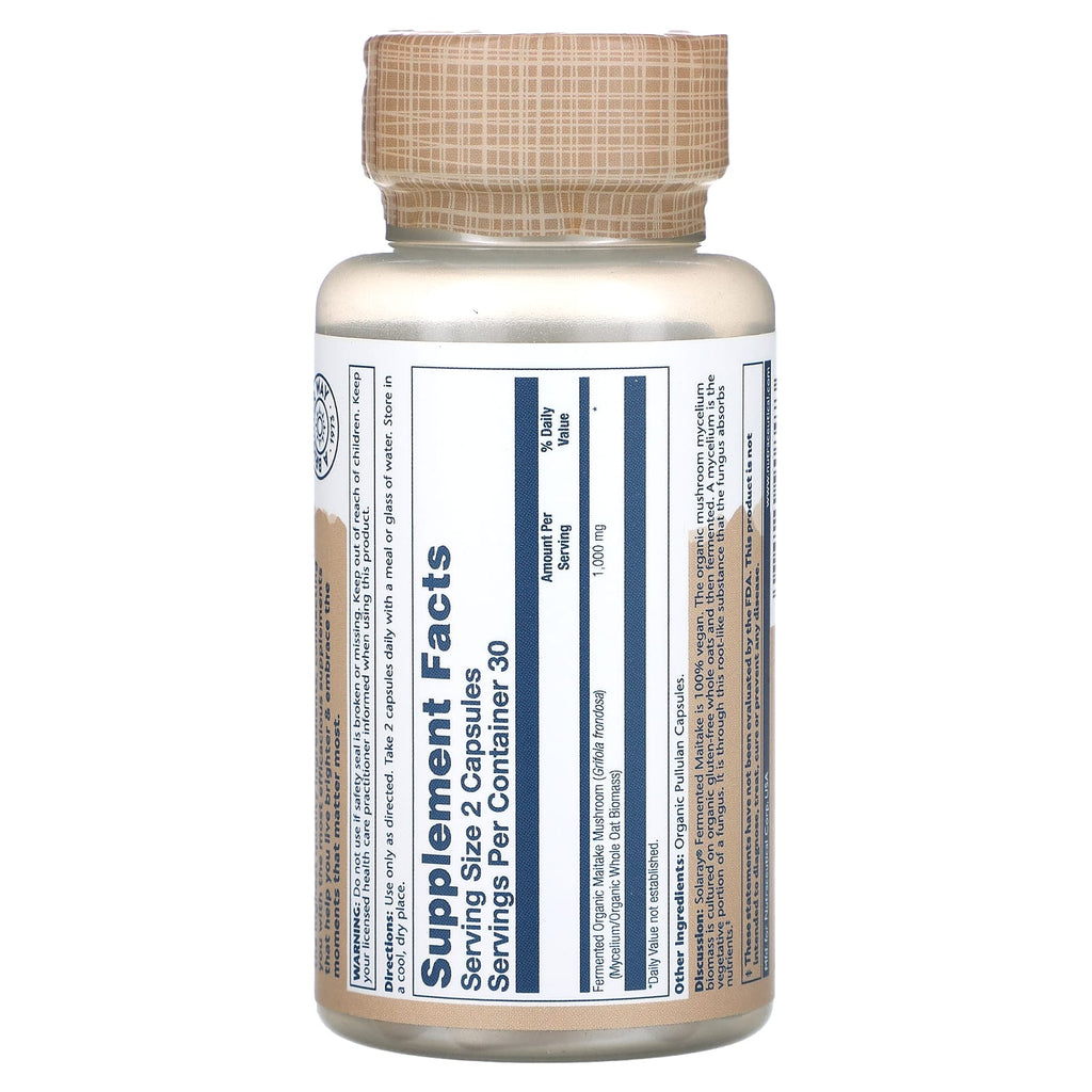 Solaray, Organic, Fermented Maitake Mushrooms, 60 Organic Capsules (500 mg per Capsule)