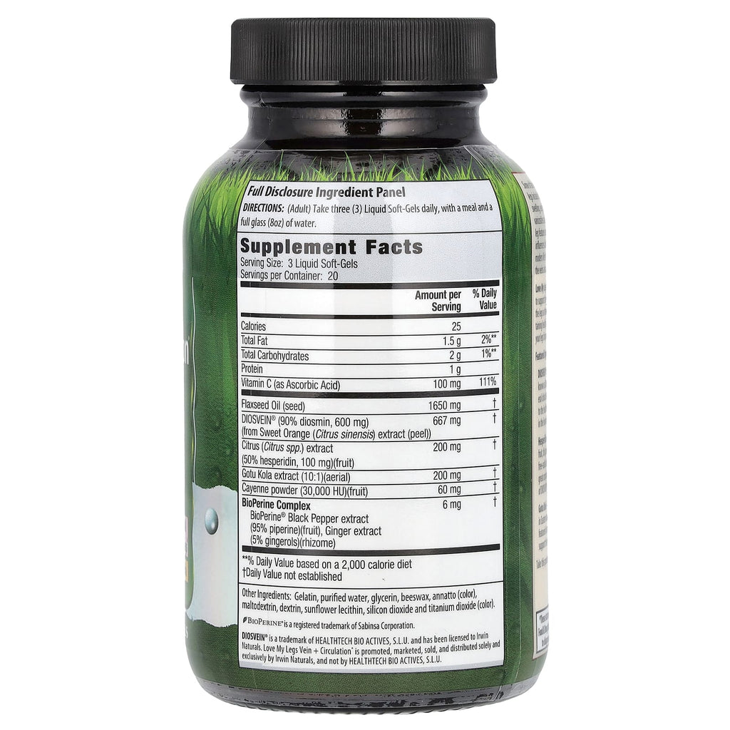 Irwin Naturals, Love My Legs, Vein + Circulation, 60 Liquid Soft-Gels