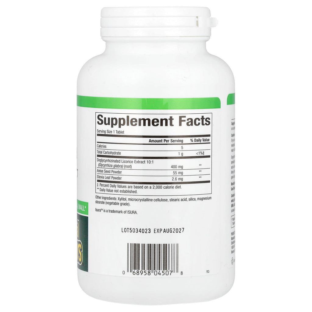 Natural Factors, DGL, Deglycyrrhizinated Licorice Root Extract, 180 Chewable Tablets