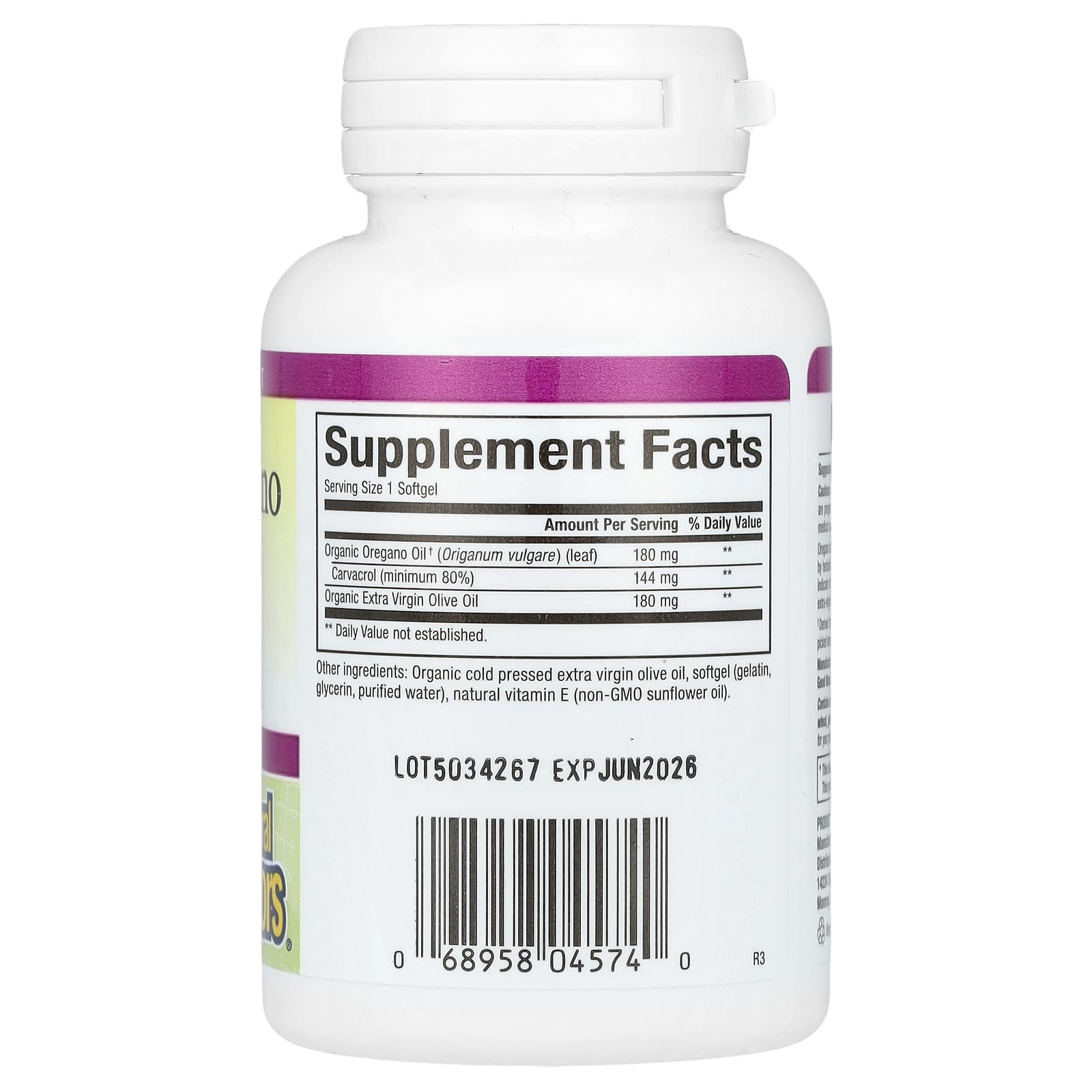 Natural Factors, Oil Of Oregano, 180 mg, 60 Softgels