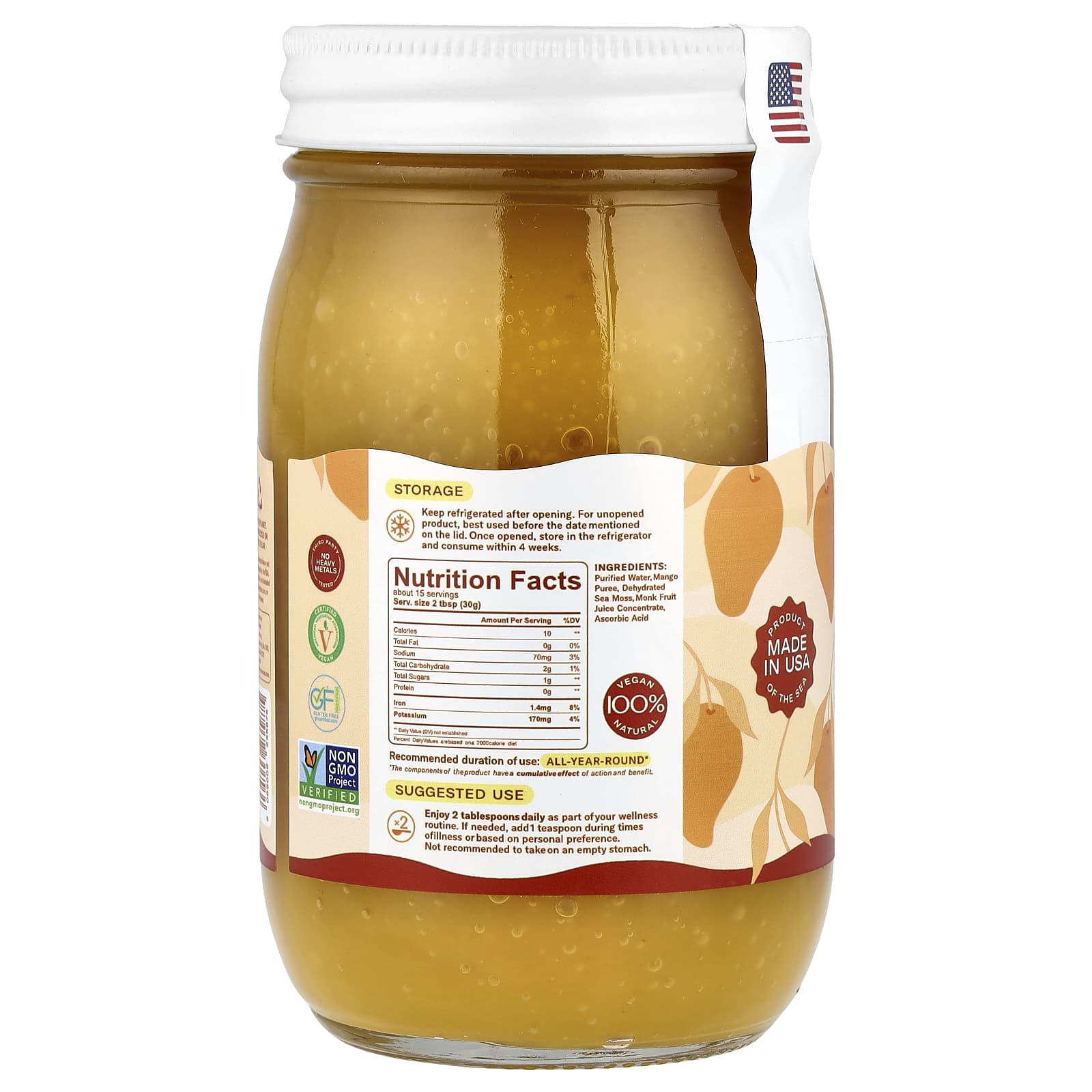 True Sea Moss, Natural Superfood From The Sea, Mango, 16 fl oz (473 ml)