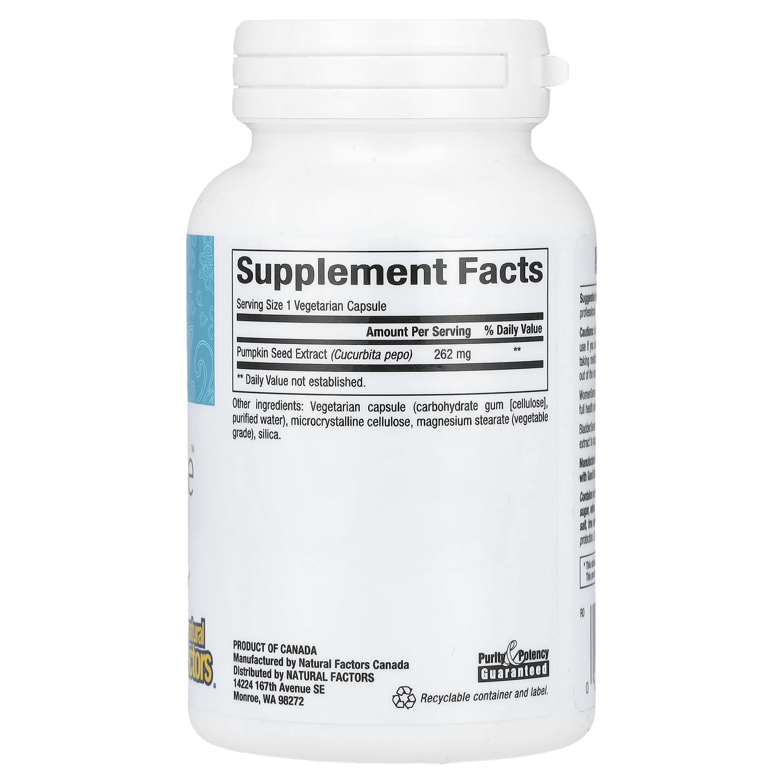 Natural Factors, WomenSense, BladderSense, 262 mg, 90 Vegetarian Capsules