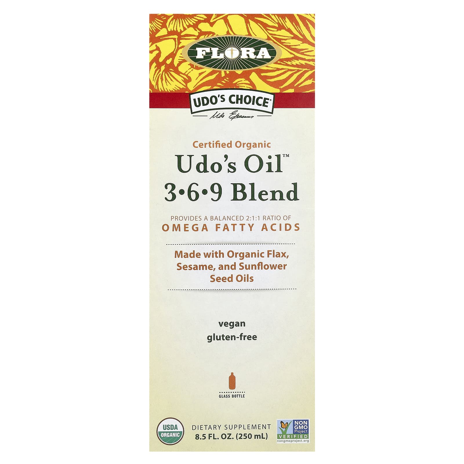Flora, Udo's Choice, Organic Udo's Oil 3·6·9 Blend, 8.5 fl oz (250 ml)