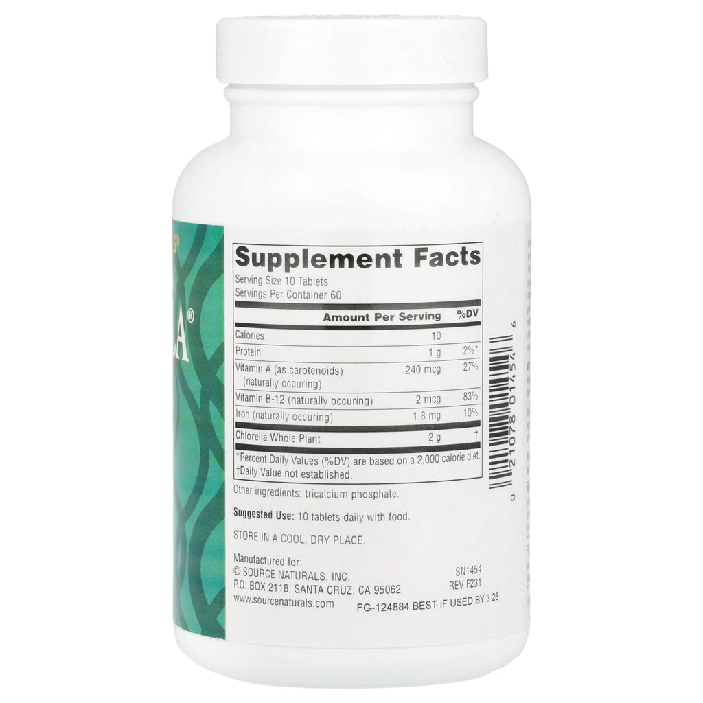 Source Naturals, Yaeyama Chlorella®, 600 Tablets, (20 mg per Tablet)